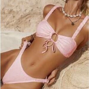 SHEIN textured pink bikini